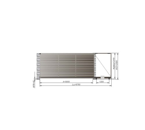 Откатные ворота Alutech 5000x2500 мм.